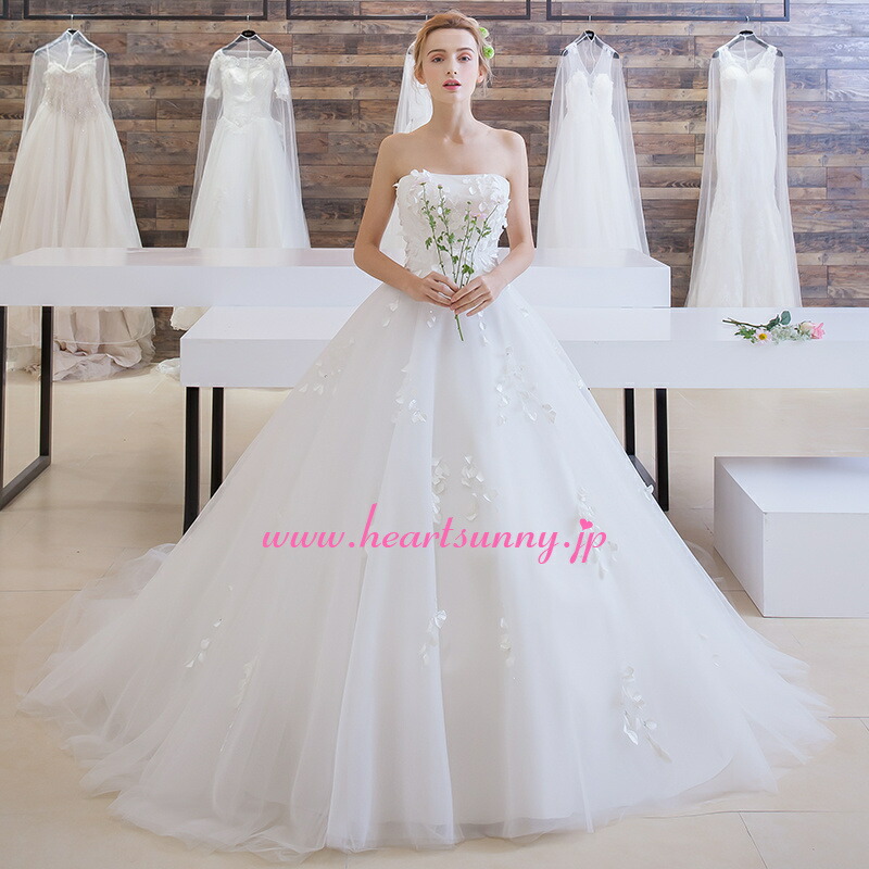 楽天市場】ウェディングドレス Aライン☆B127☆ボートネックビスチェ