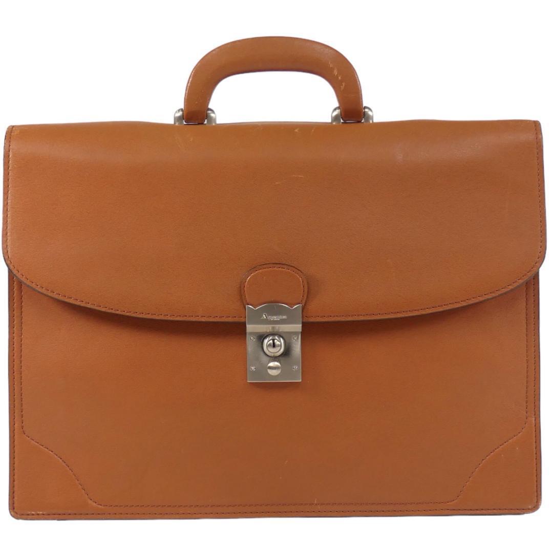 即決 Aquascutum オールレザービジネスバッグ アクアスキュータム