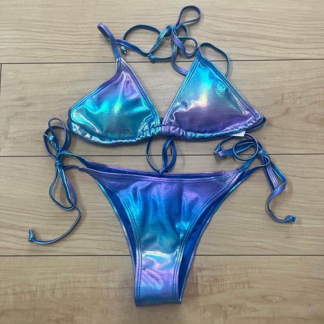 ブラジリアンビキニ サテンブルーグラデーション XS クリーニング済