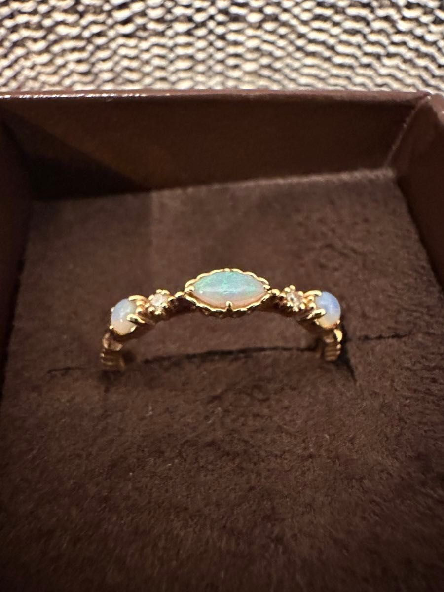 美品 オパール リング agete アガット k14 指輪 リング ダイヤモンド