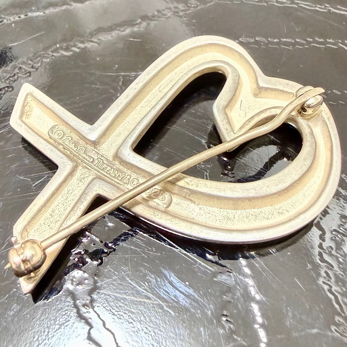 ティファニー ラビングハート ピンブローチ スターリングシルバー