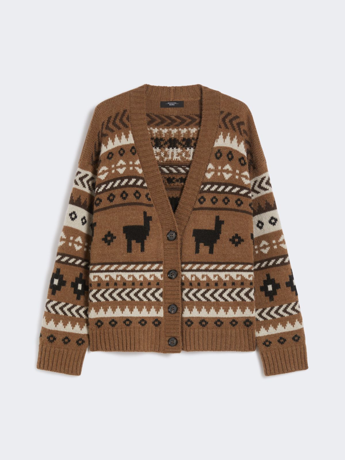 Wool and alpaca jacquard cardigan, camel | Weekend Max Mara
