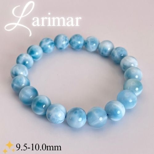 鑑定書付き☆くっきり波模様！ドミニカ産ラリマーブレスレット9.5mm