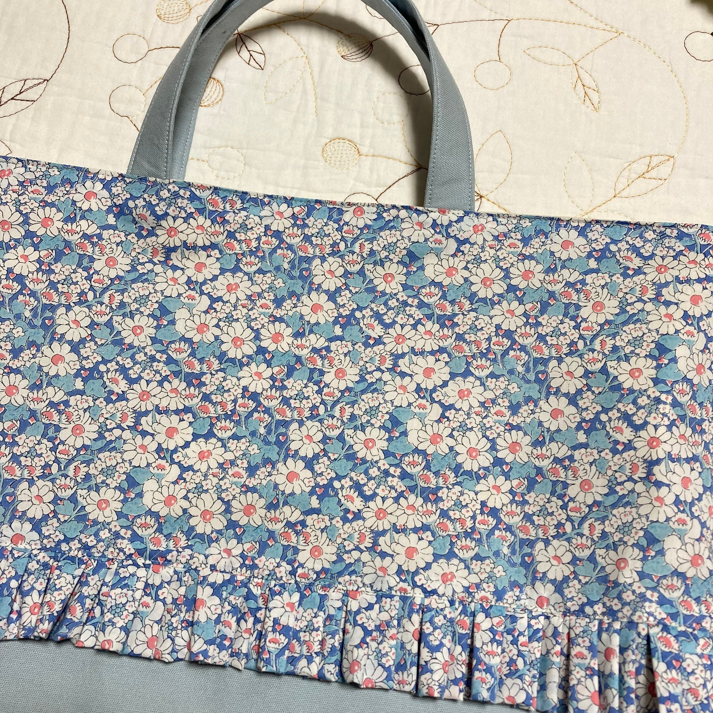 リバティ レッスンバッグ ハンドメイド アリスw ブルー 通園バッグ