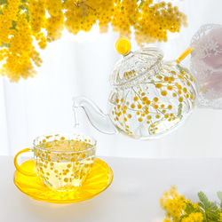 ミモザが舞うお花畑〜耐熱ガラスのティーセット ポット・急須