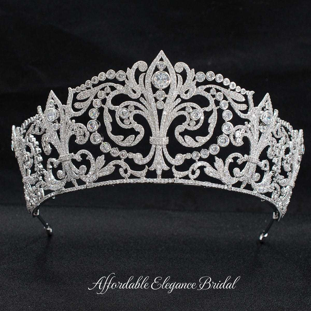 Grand Fleur-de-Lys CZ Royal Replica Wedding Tiara