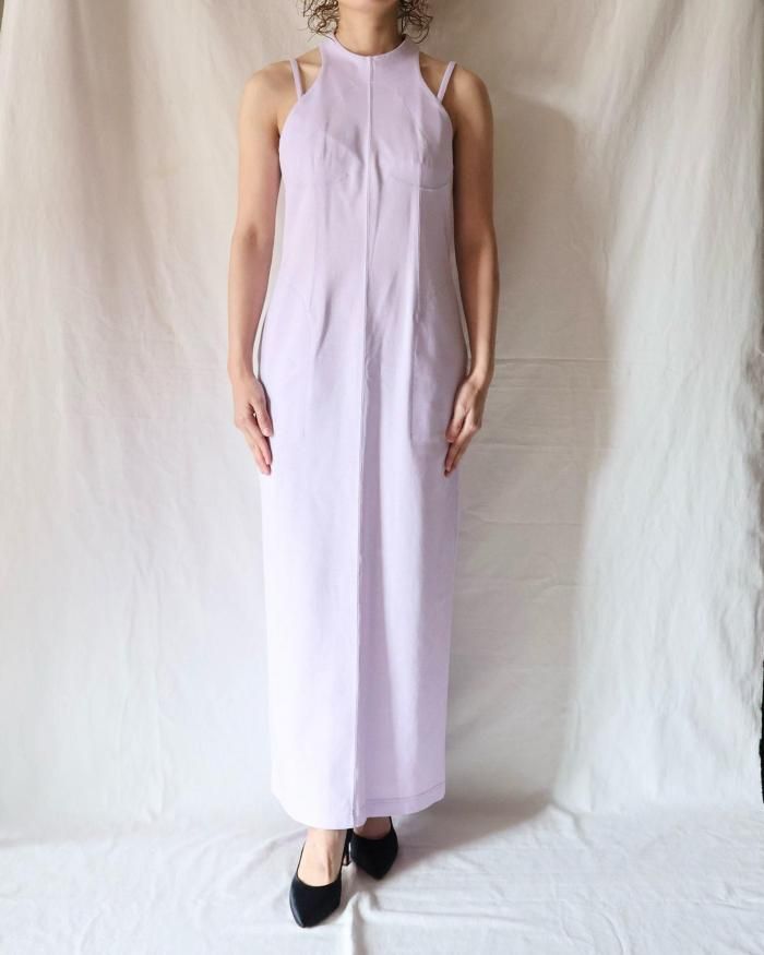 Mame Kurogouchi：Cotton Jersey Halter Neck Dress - PURPLE - ORANN
