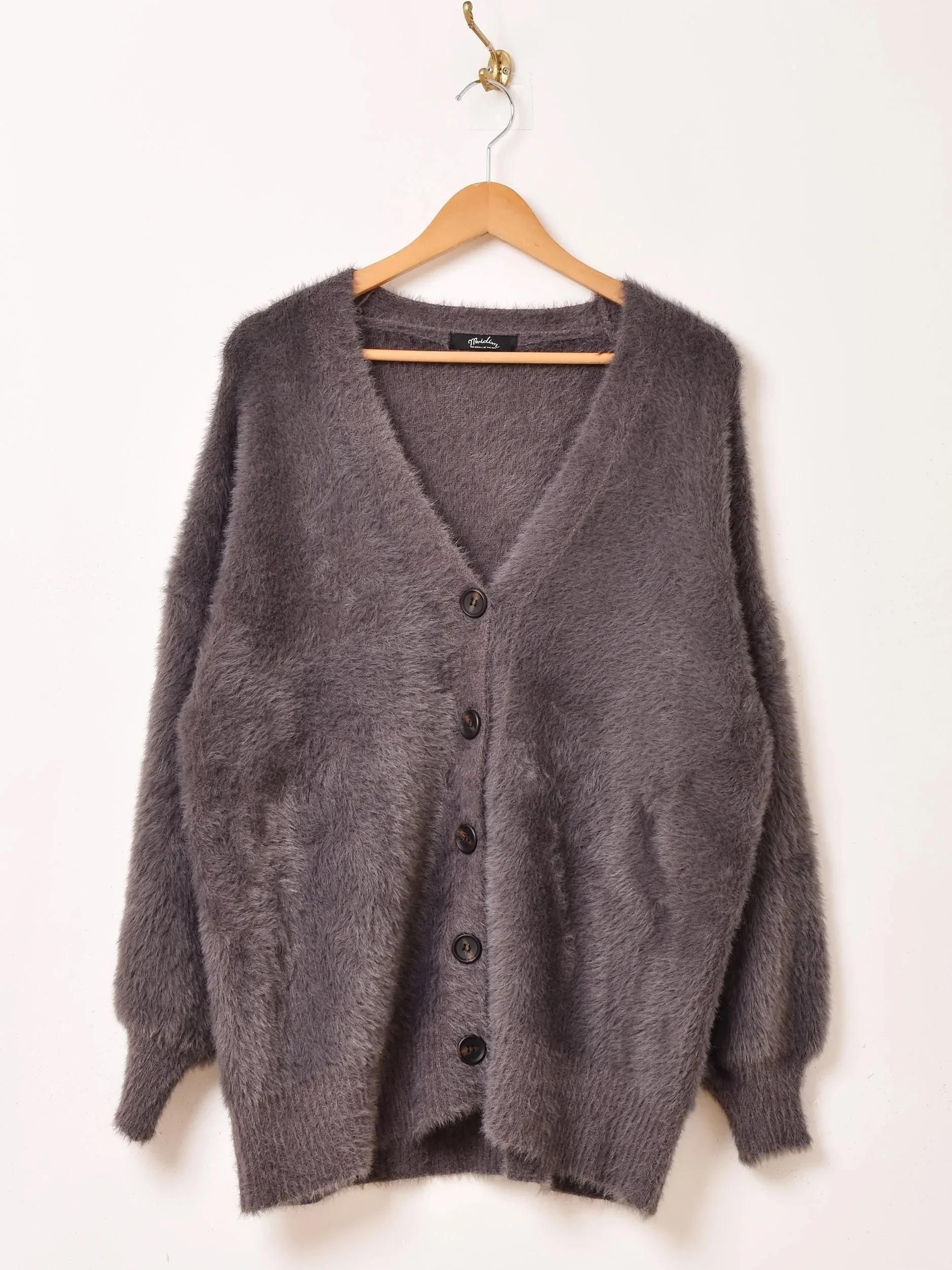 7色展開】「Meridian」シャギーニット カーディガン ブラウン - 古着屋