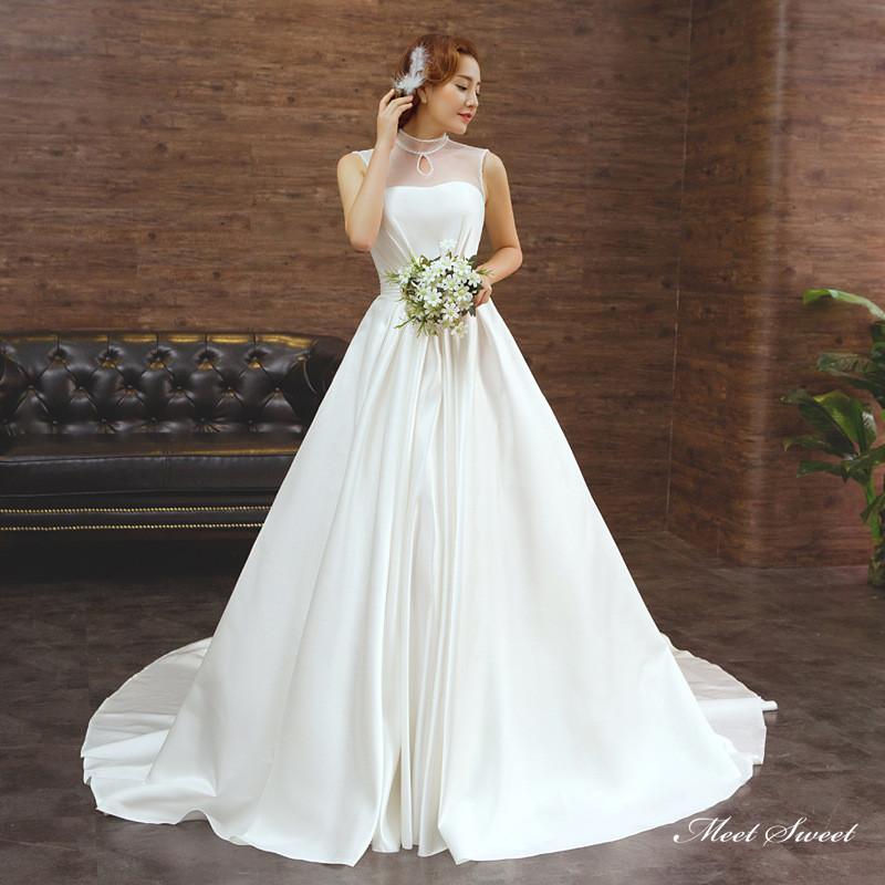 ウェディングドレス ロングドレス Aラインドレス ノースリーブ 二次会