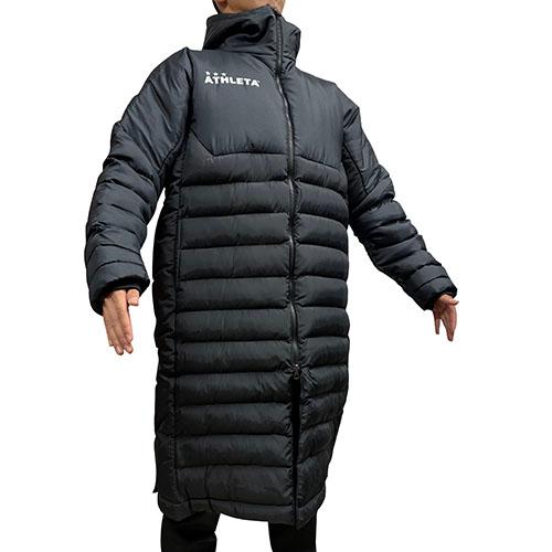 ATHLETA（アスレタ） ベンチコート ブラック ロングコート 中綿
