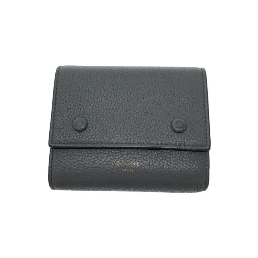 CELINE◇CELINE/セリーヌ/3つ折り財布/レザー/GRY/レディース