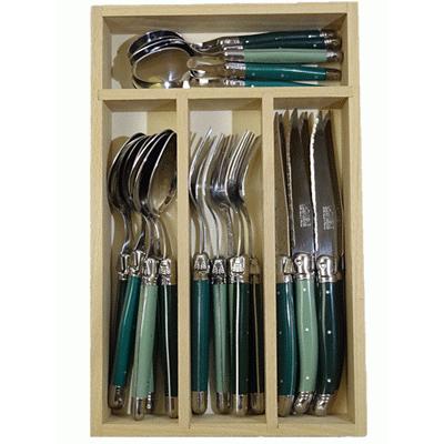 Laguiole カトラリーセット 24本入り刻印なし木箱付き シルバー 楽天