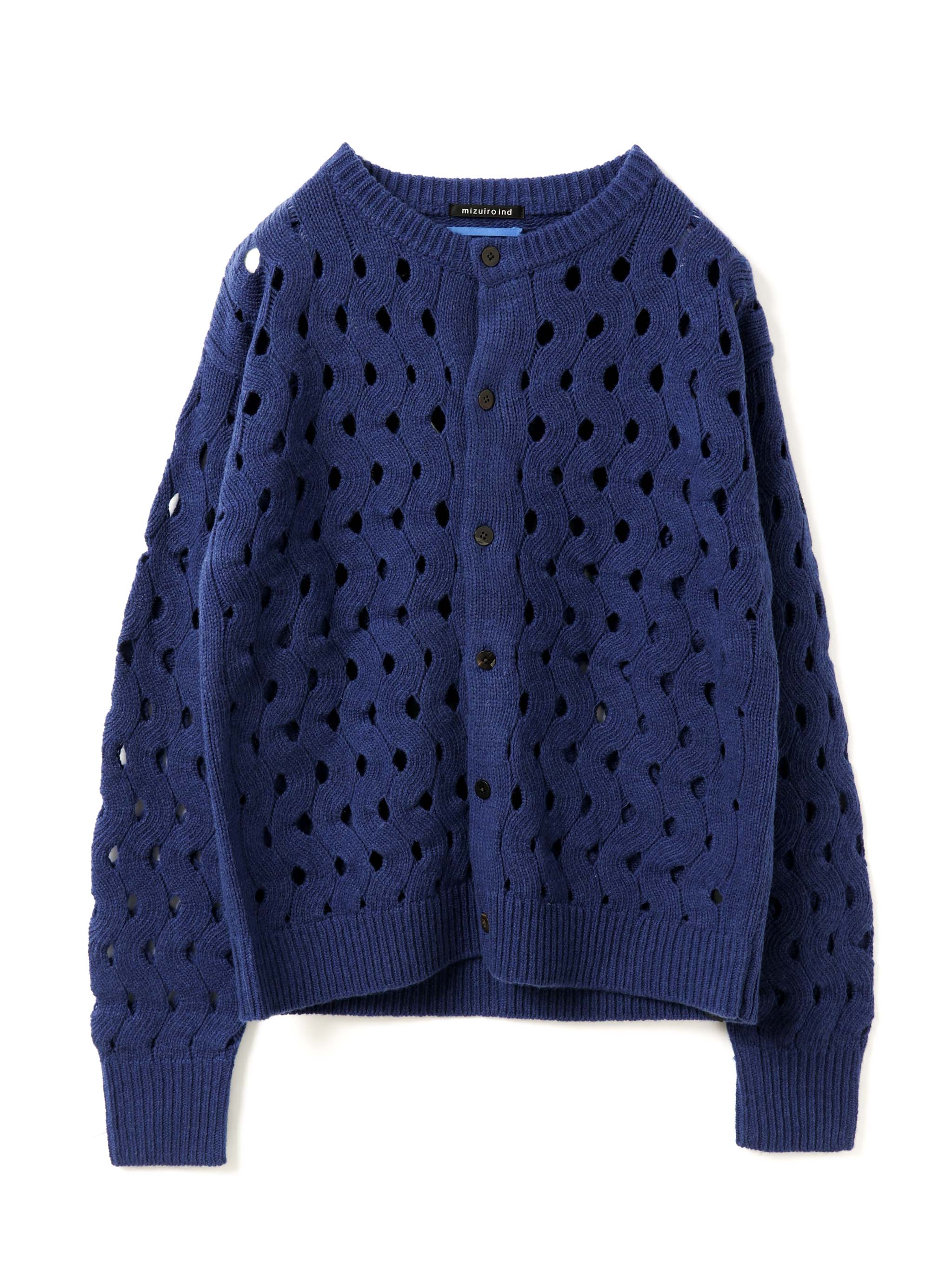 crew neck patterned cardigan | 3-520007-w – mizuiro ind