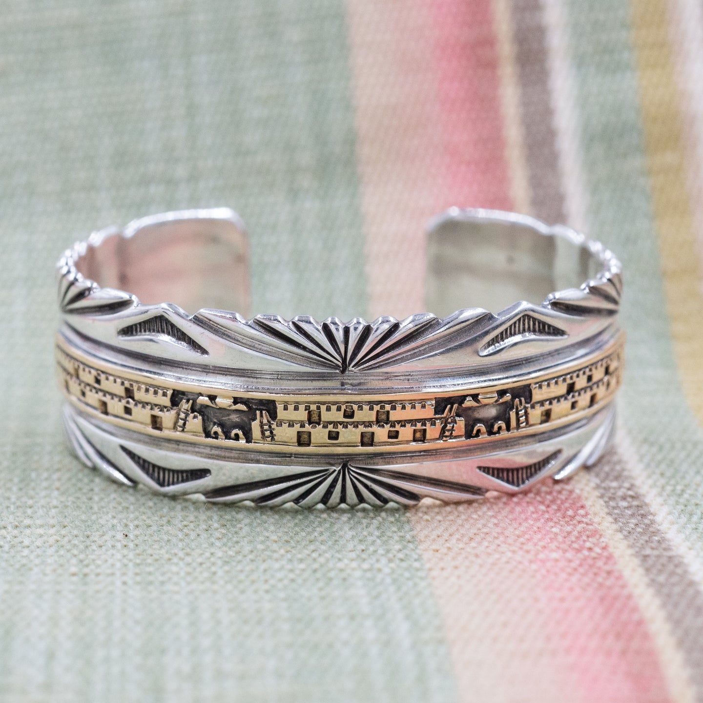 Bruce Morgan Navajo 14 Karat & Sterling Cuff – Pippin Vintage Jewelry