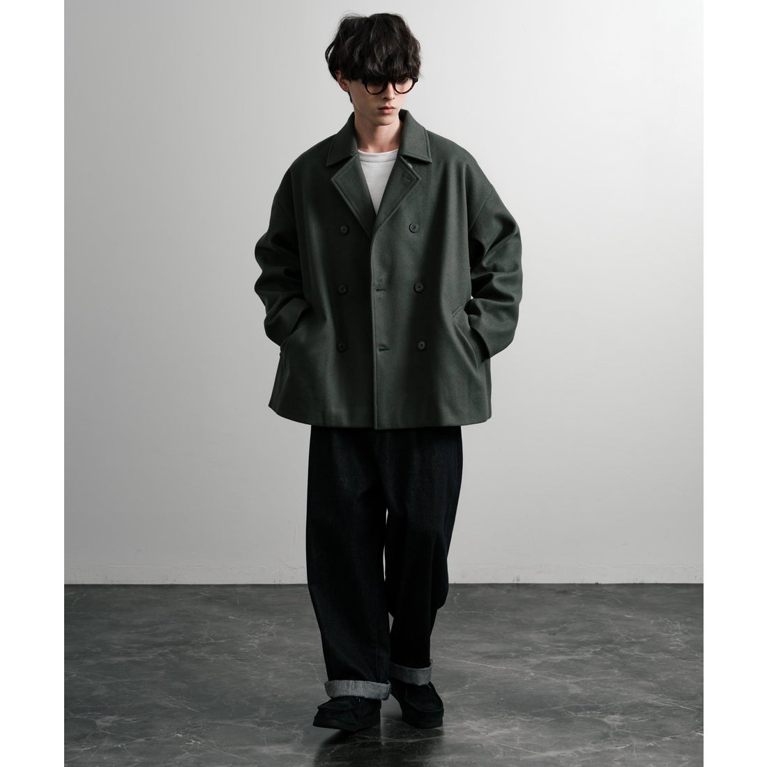 ロッキーモンロー Rocky Monroe Pコート ダブル ショート丈 メンズ