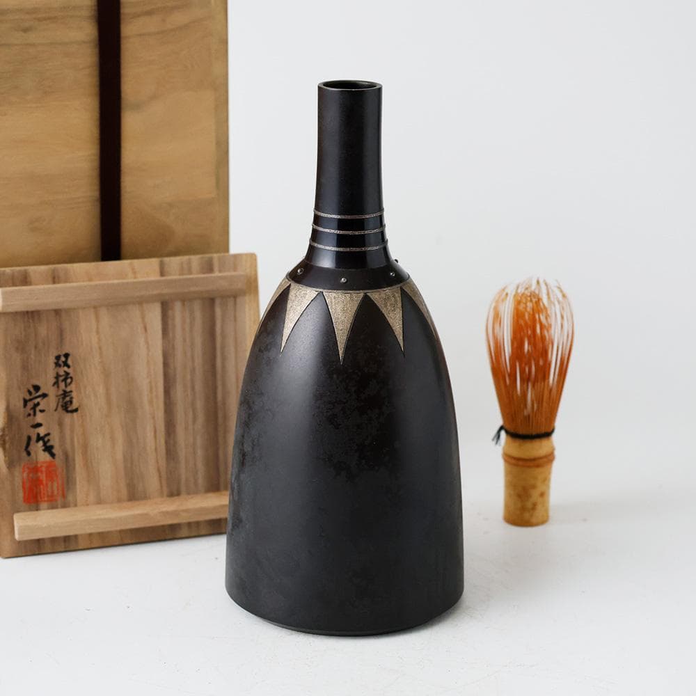 人間国宝 金森映井智（ 栄一 ）双柿庵 銀布目象嵌一輪花 銅花瓶 花器 2026年最新】金森映井智の人気アイテム - メルカリ