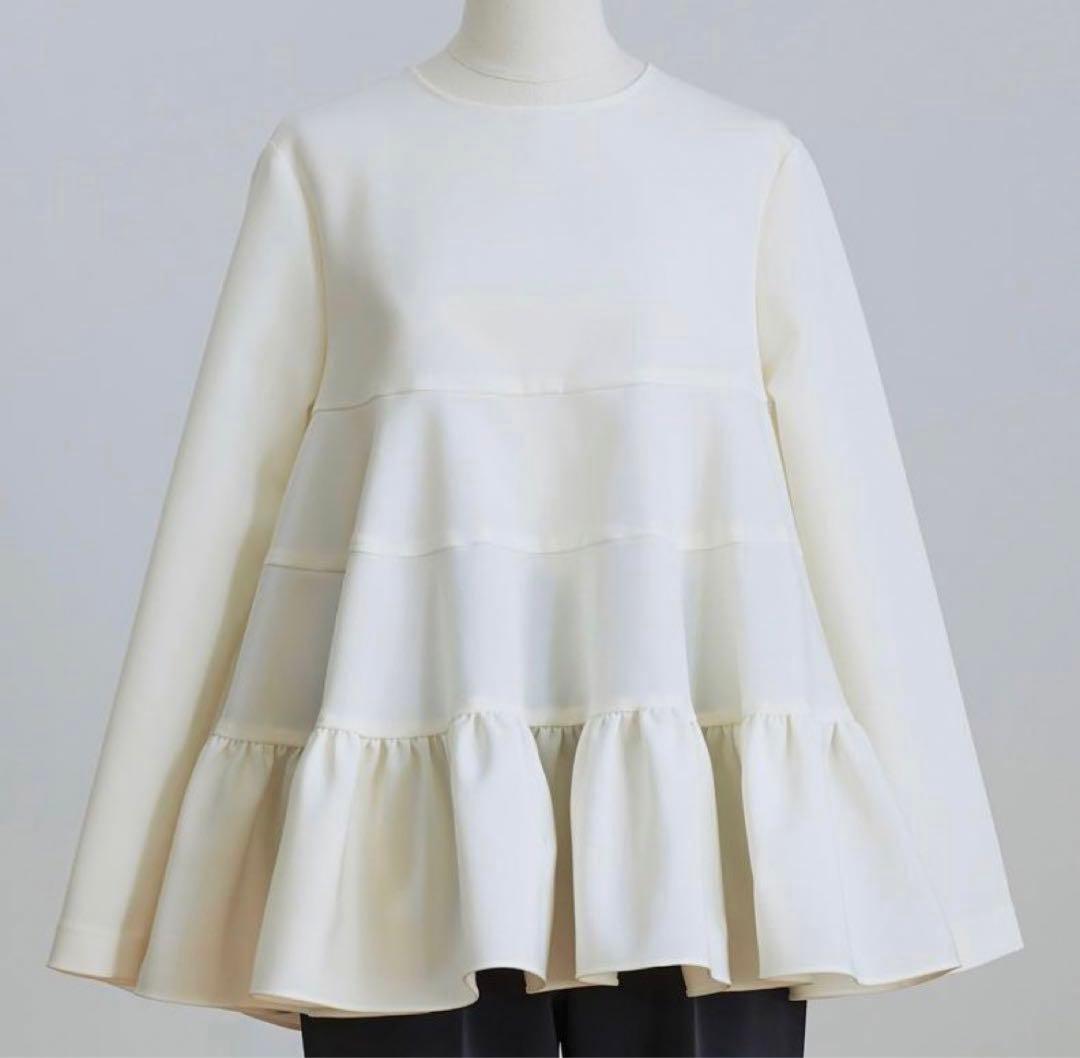 yori　ティアードストレッチブラウス　ホワイト 中古・古着通販】YORI (ヨリ) ティアードストレッチブラウス ホワイト
