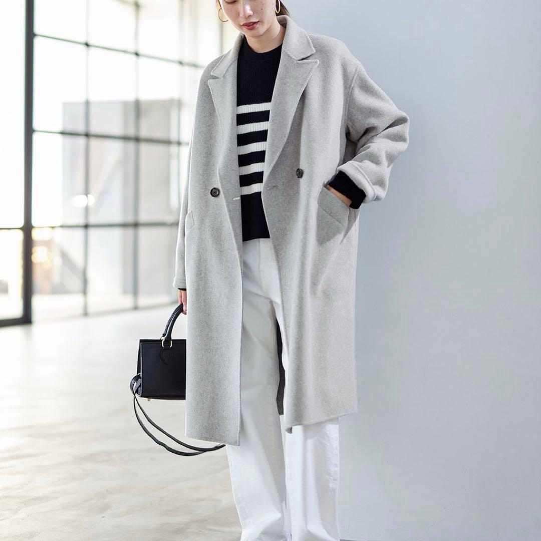 美品FRAMeWORK SUPER160s ダブルブレストコート　スーパー160 FRAMeWORK（フレームワーク） アウター SUPER160sダブルブレストコート