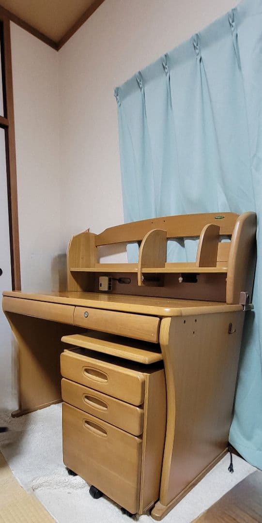 木製シンプル学習机 本棚•引き出し付き 学習机 勉強机 木製 木 ナチュラル シンプル 北欧 おしゃれ 3点セット